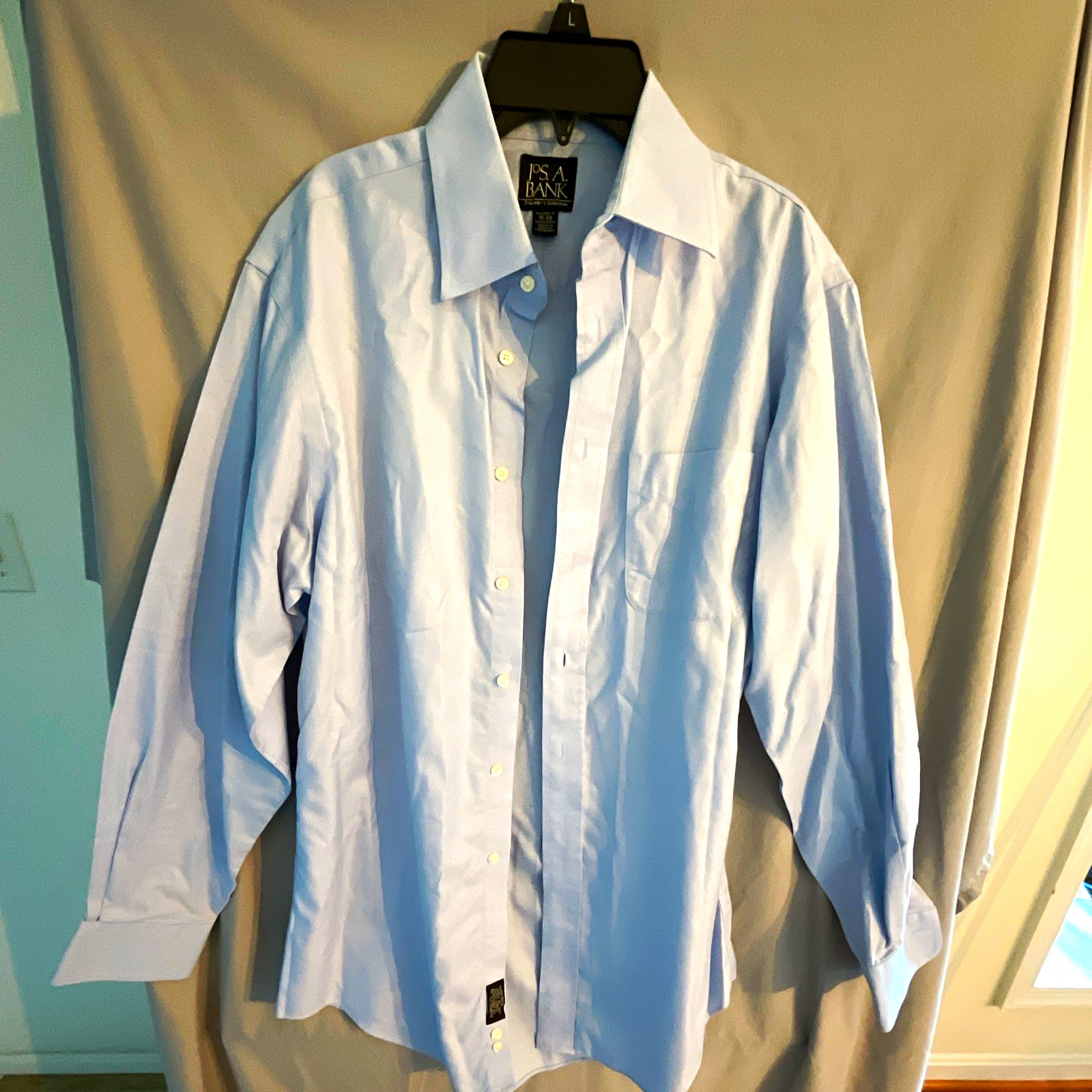 Jos. A. Bank Traveler’s Collection Tailored 15 33 Blue Cotton Dress Shirt #86