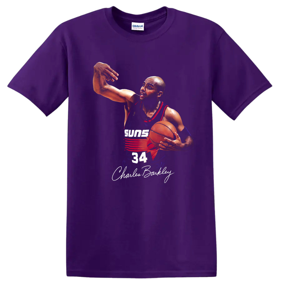 Charles Barkley Phoenix Suns Basketball Player Action Pose T Shirt Tee