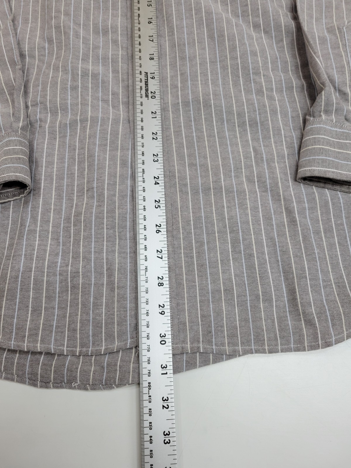 Claybrooke Wrinkle Free Button Front Shirt Men’s XL Gray White Pinstripe Cotton
