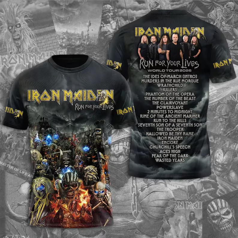 Iron Maiden Tour 2026 Eddie Graphic 3D All Over Print Shirt, Rock Music Tee
