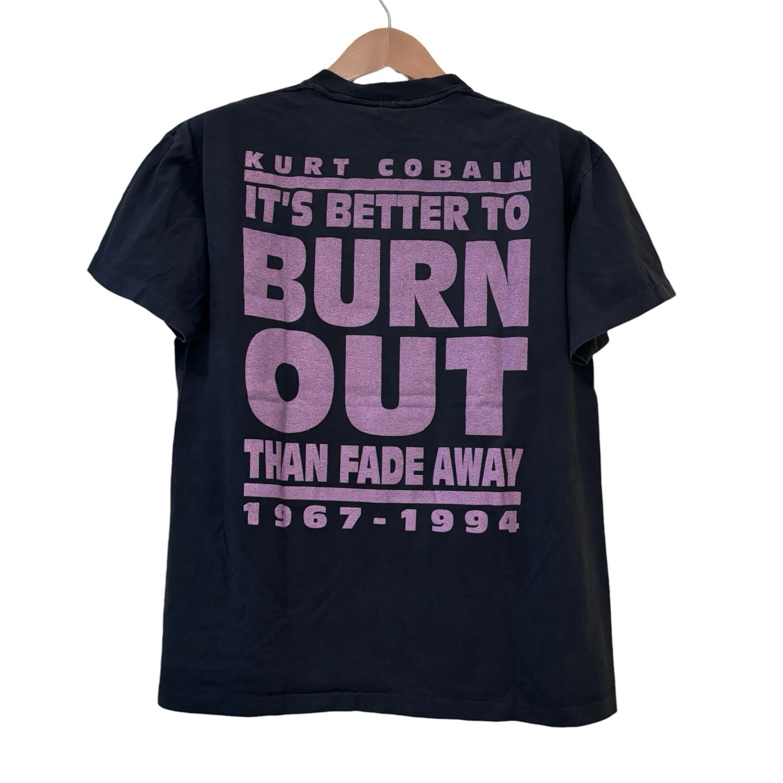 Nirvana 90s Kurt Cobain “Its Better To Burn Out Than Fade Away” REPRINT Shirt L