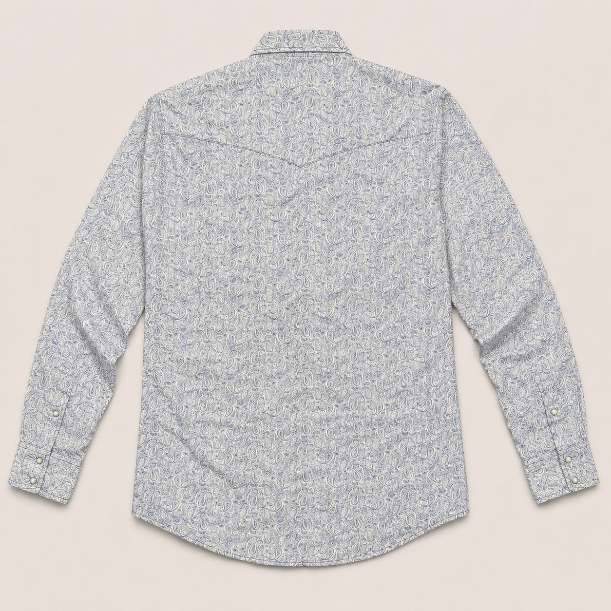 Men’s Light Blue Paisley Pearl Snap Long Sleeve Cowboy Western Shirt