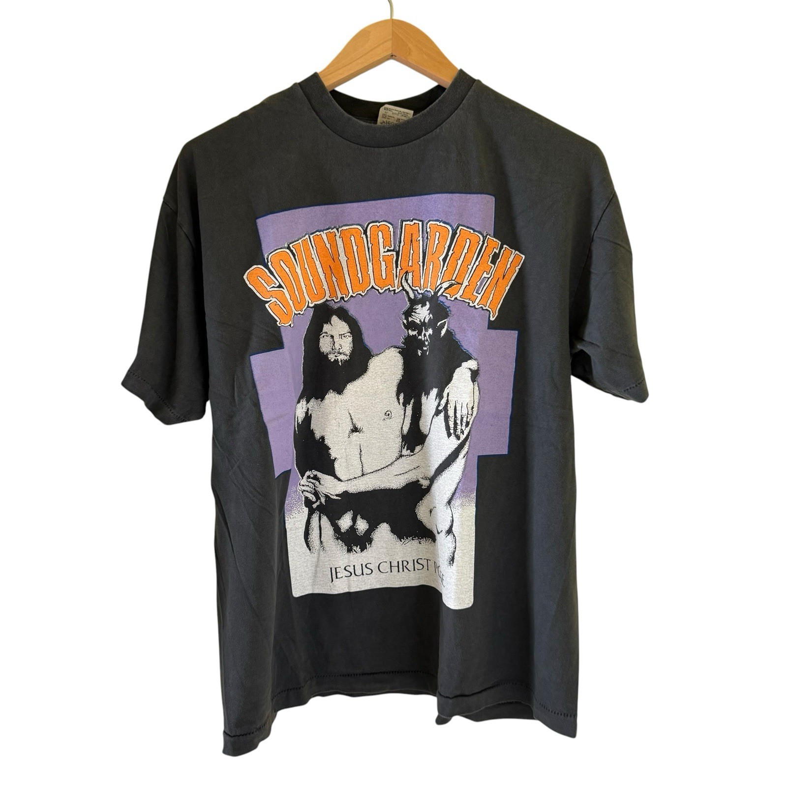 Vintage 90s Soundgarden Jesus Christ Pose Band Black RARE T-Shirt REPRINT Sz XL