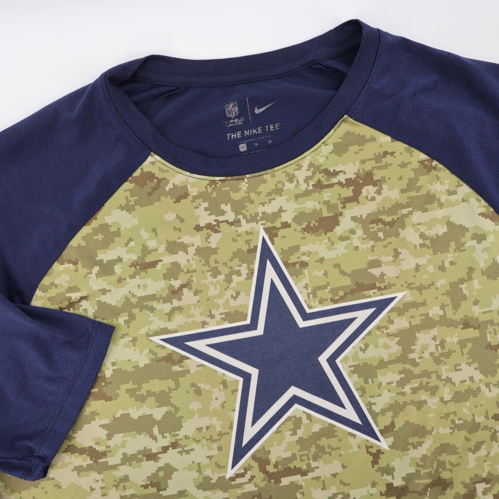 Nike Dallas Cowboys Salute to Service Camo 3/4 Sleeve Shirt Navy Blue Mens XL