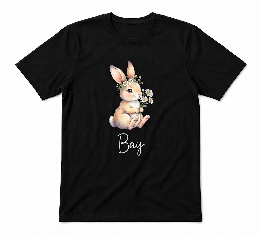 Cute Easter Bunny Rabbit Spring Floral Bunny Nature Lover Black T-shirt