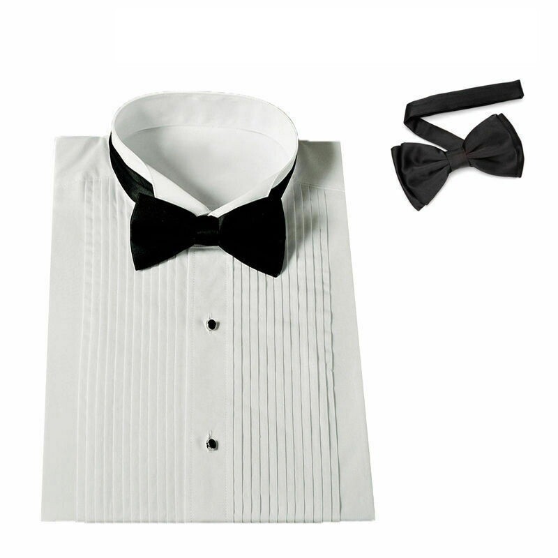 New Men’s Tuxedo Dress Shirt with Bow-Tie Wing Collar Size 15~20 Style SG11