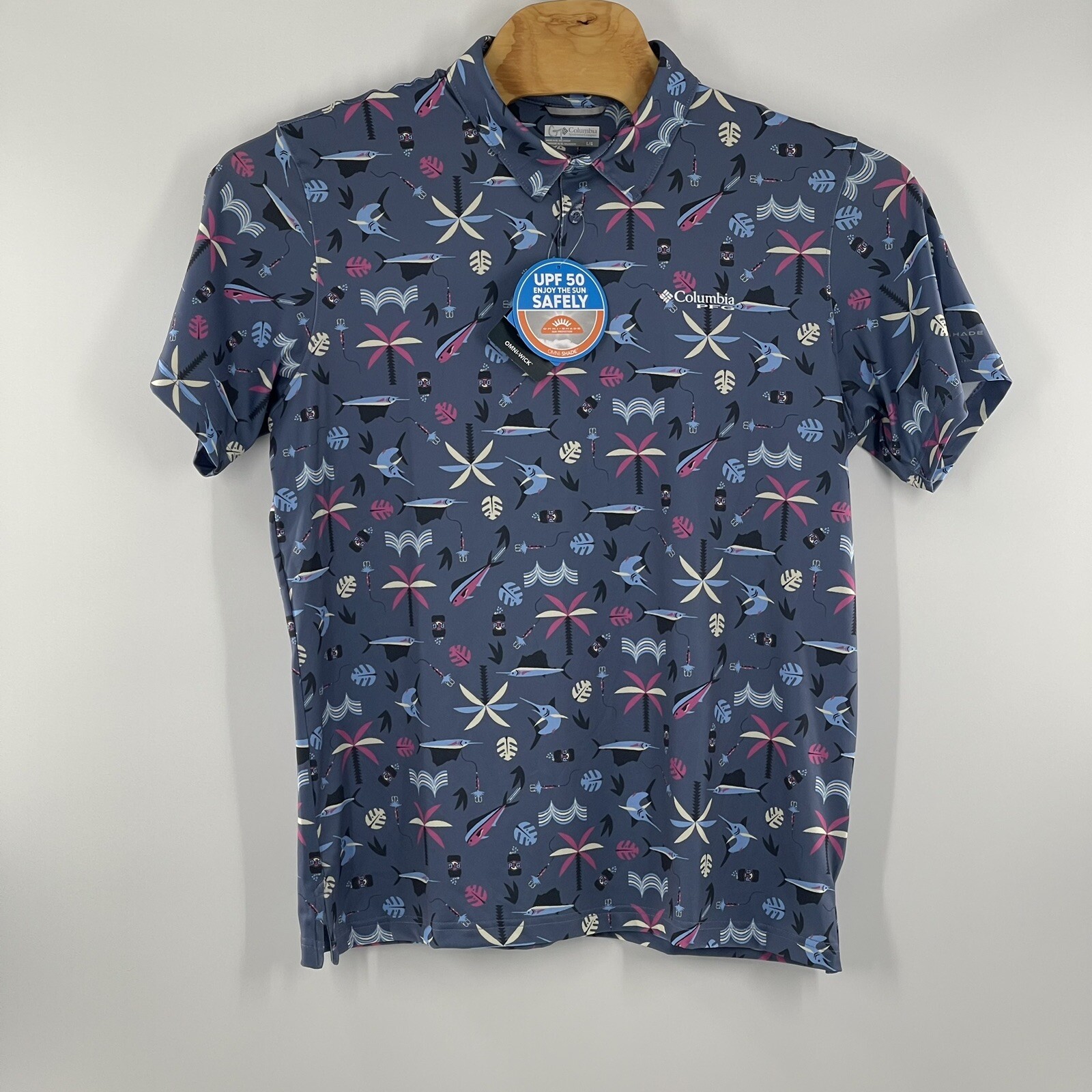 NWT Columbia PFG Super Slack Tide Camp Shirt Omni Wick Fishing Men’s Size Large