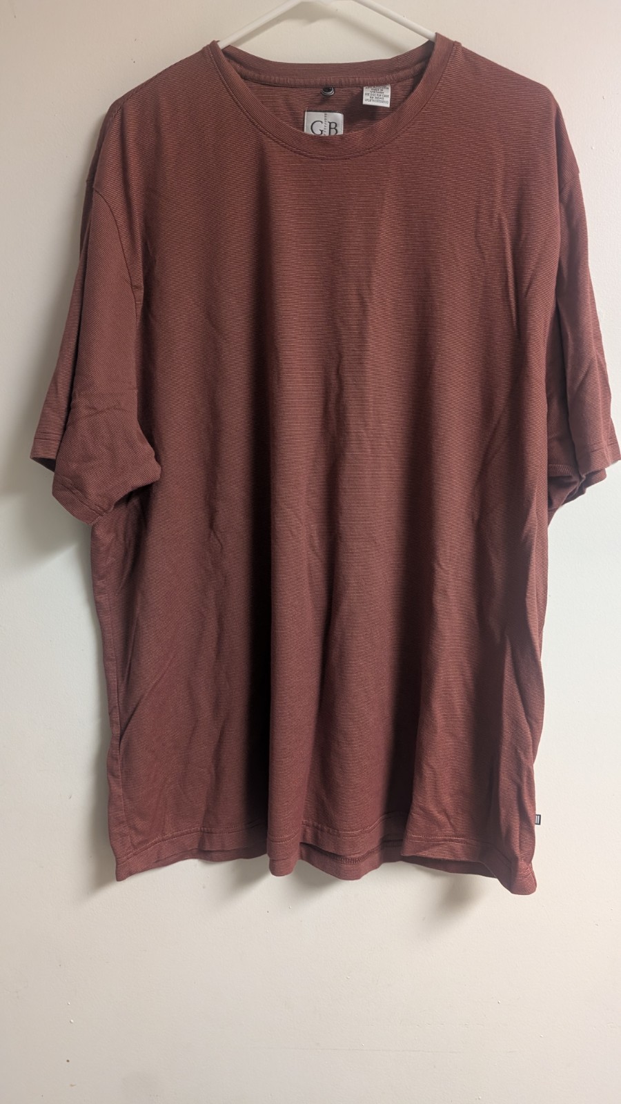 Geoffrey Beene Short Sleeve Burnt Sienna Color Fine Stripes Mens Size 2XL