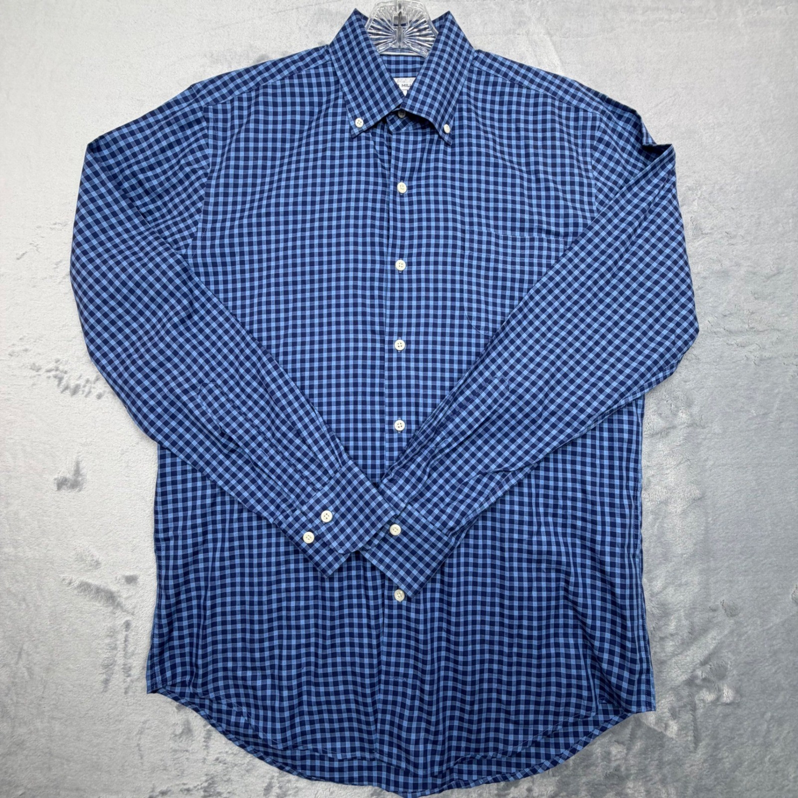 Peter Millar Button Down Shirt Mens Medium Blue Gingham Check MF19W100NBL