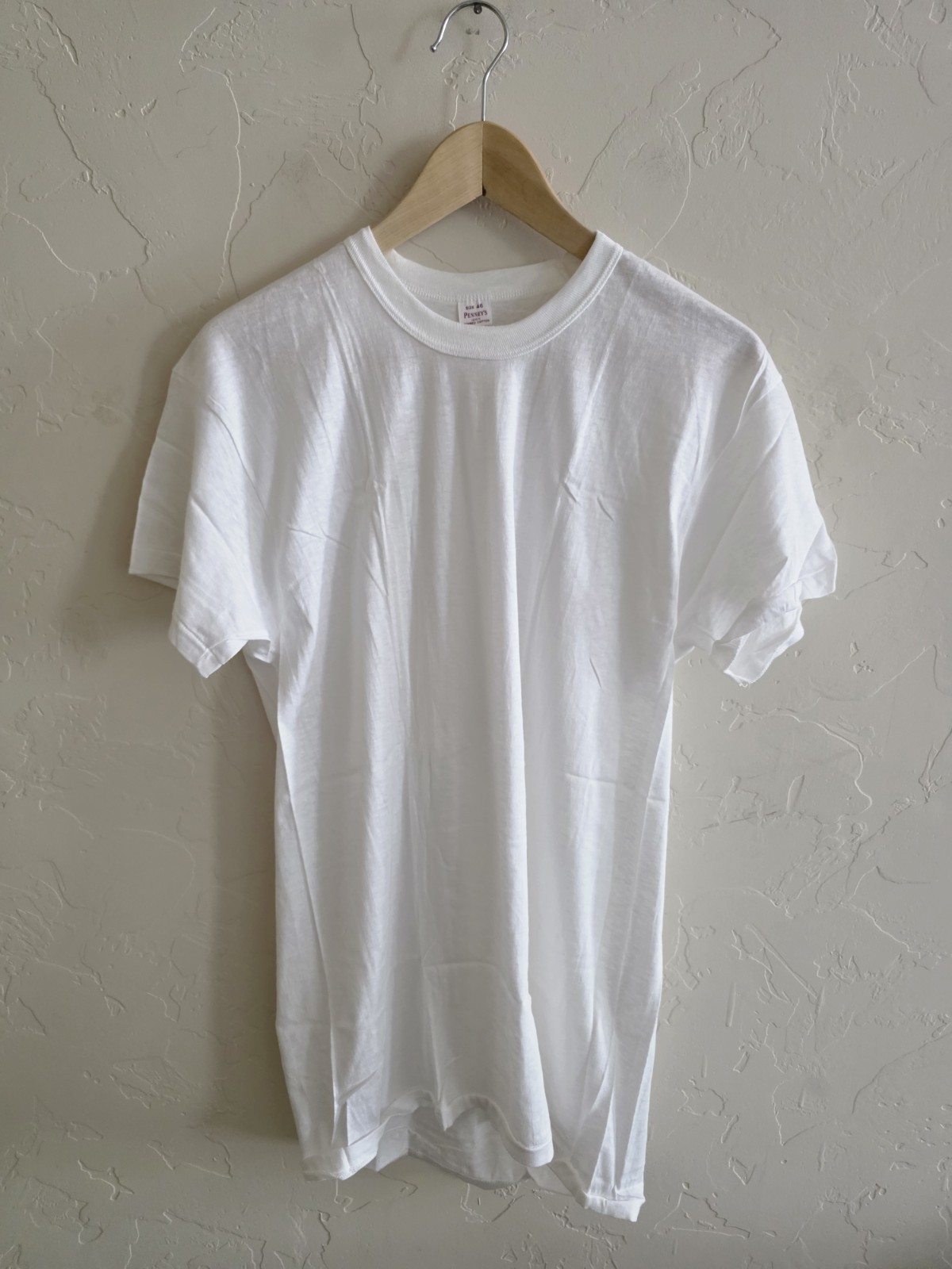 New NWOT Vintage 50s Penny’s White Blank Soft T-shirt Size 46 100% Combed Cotton