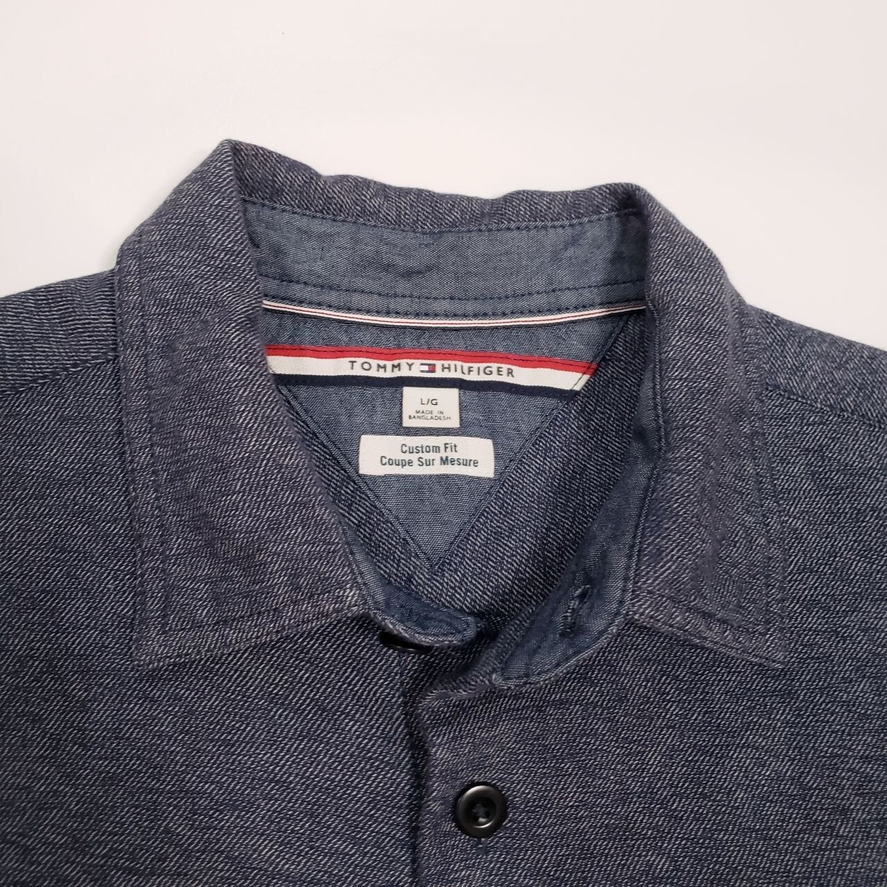 Tommy Hilfiger Mens Casual Button Down Super Soft Long Sleeve Shirt Blue Large