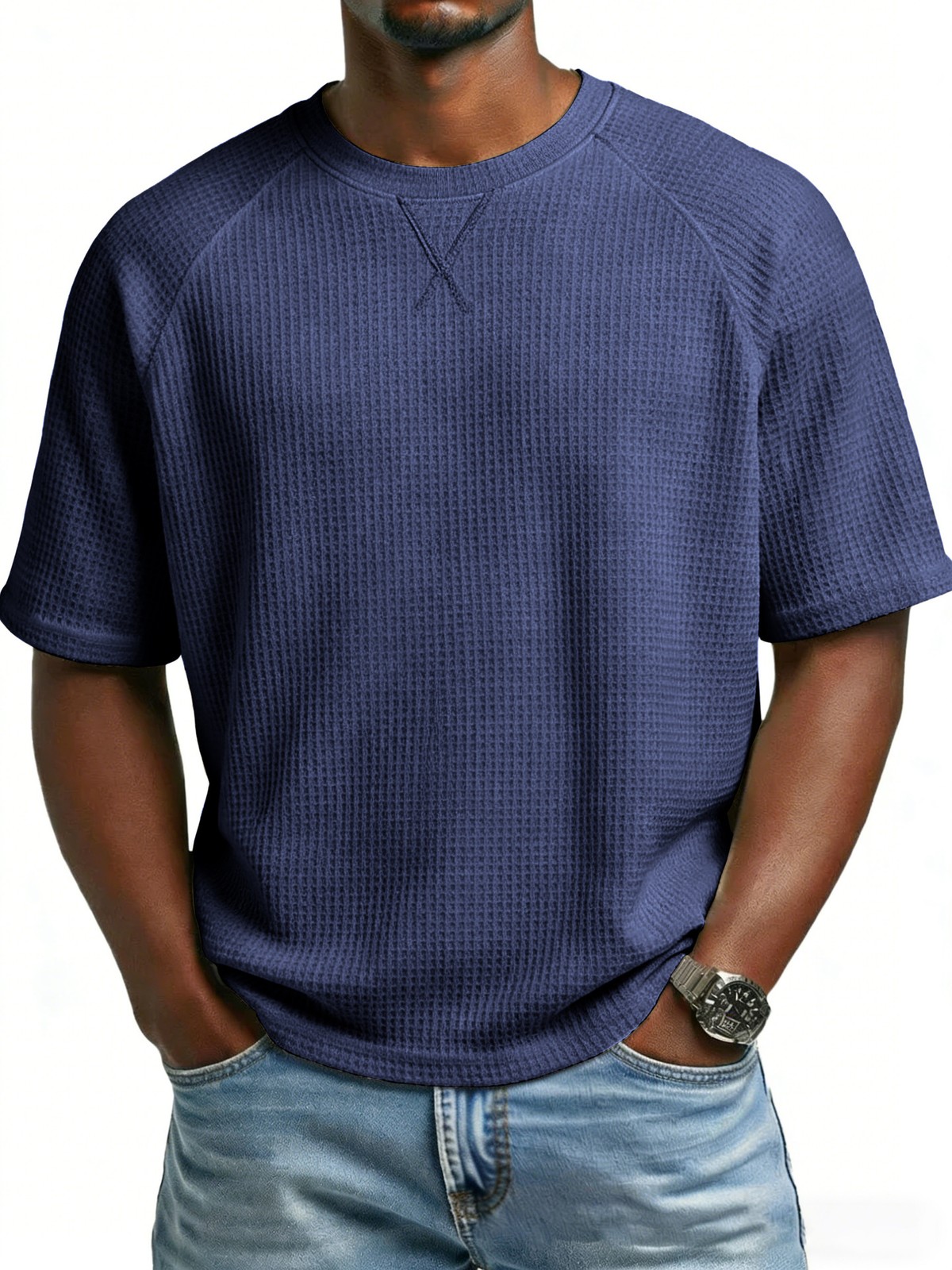 Spring Summer Knit Raglan Crew Neck Tee