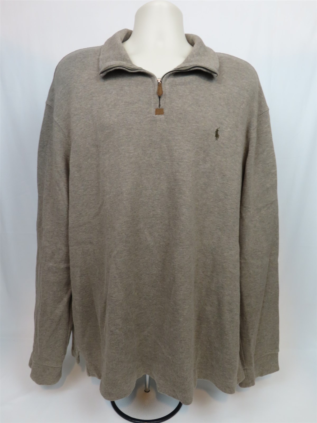 Polo Ralph Lauren Mens 1/4 1/2 Zip Pullover Shirt XXL XX-Large 2XL LS Brown