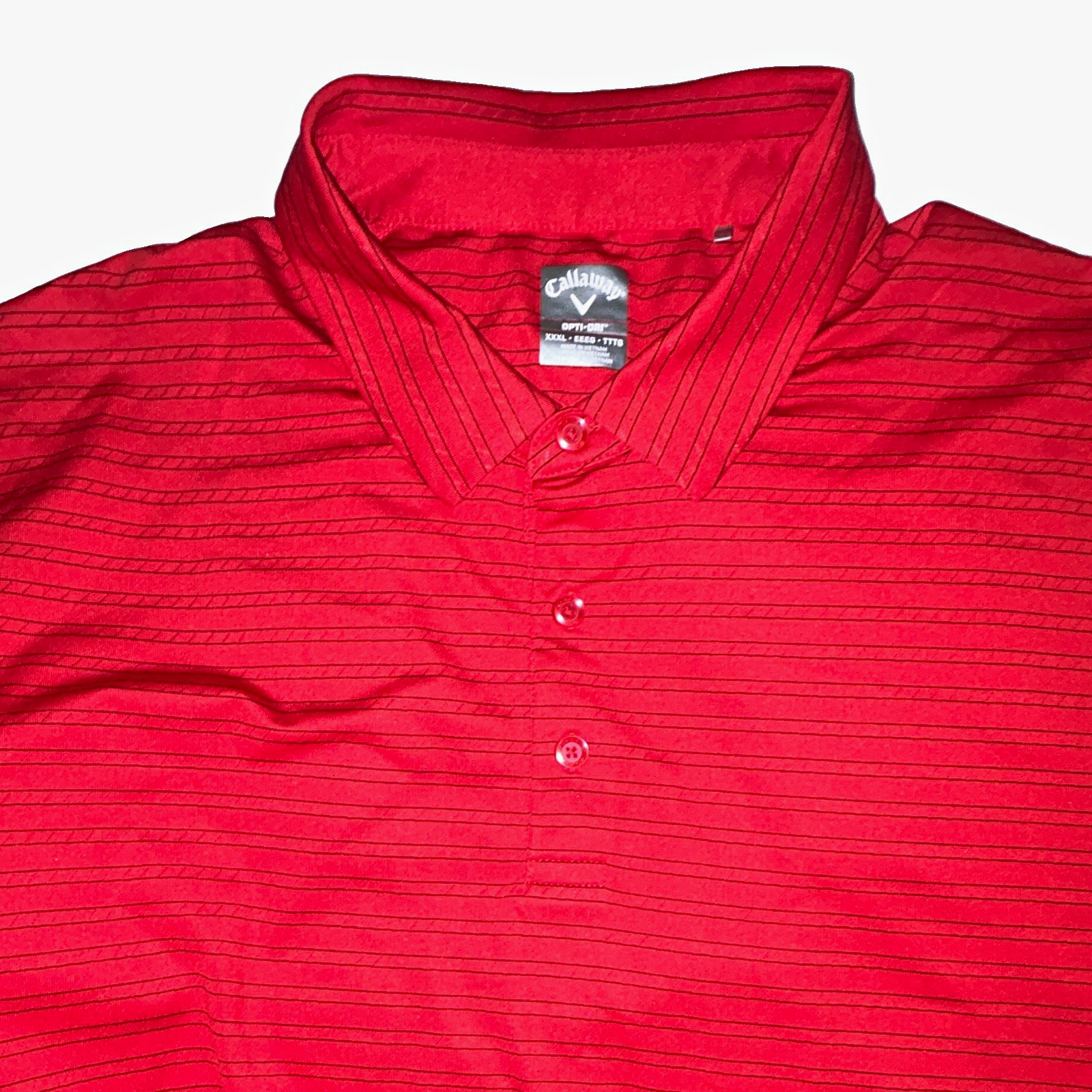 Callaway Opti-Dri Men’s 3XL Red/Black Striped Polo Short Sleeve Collared Button