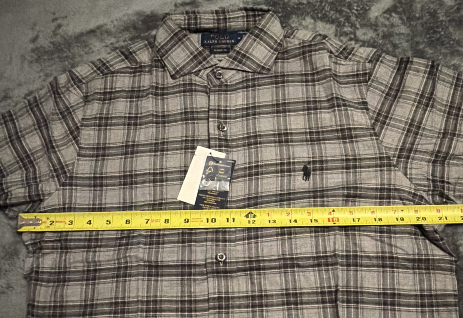 Medium Polo Ralph Lauren Classic Fit grey Plaid Cotton Long Sleeve