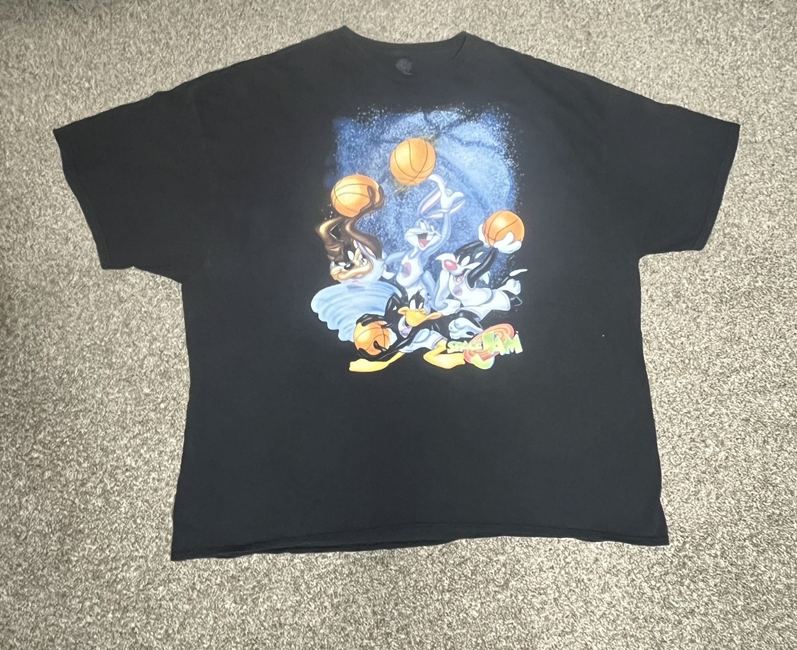 2019 Space Jam Tune Squad Looney Tunes Dunking Graphic Black T-Shirt 4XL VINTAGE