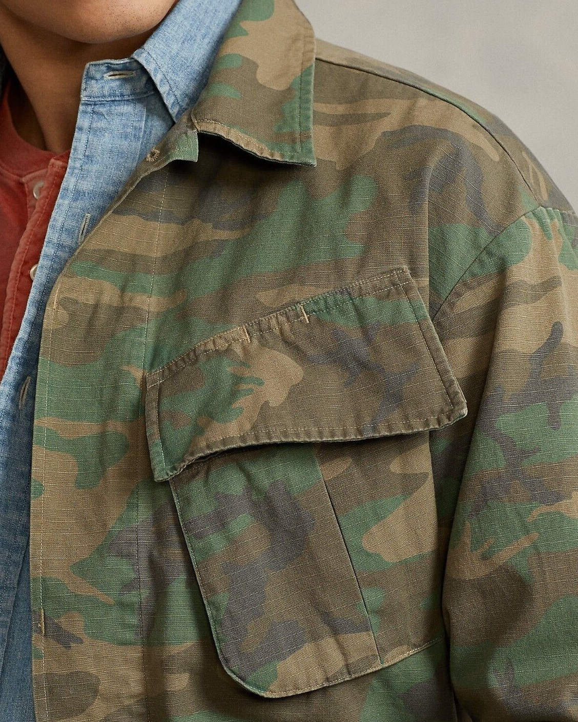 Polo Ralph Lauren Military Army Camo Officer Soldier Camp Overshirt Shirt Jacket