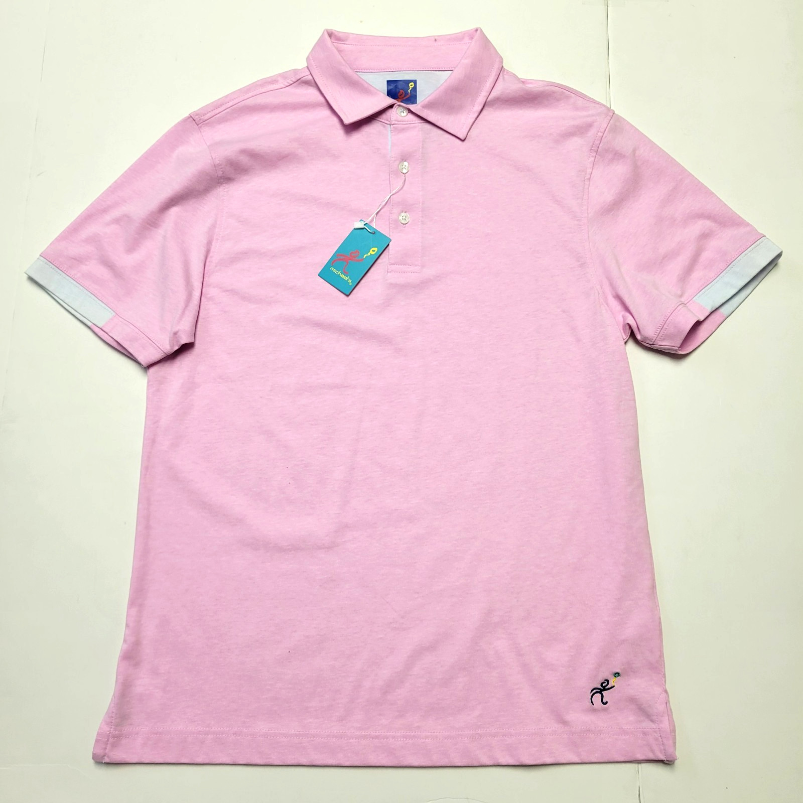 $98 New MICHAEL’S Stretch Cotton Poly Blend Polo Shirt MEN’S MEDIUM M Pink S/S