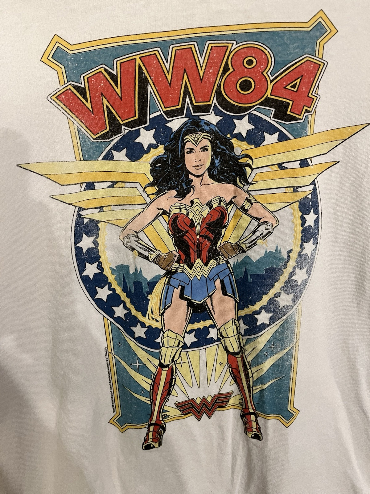 Delta Pro Weight Vintage, Men’s Large WW84 Wonder Woman White T-Shirt. Unisex