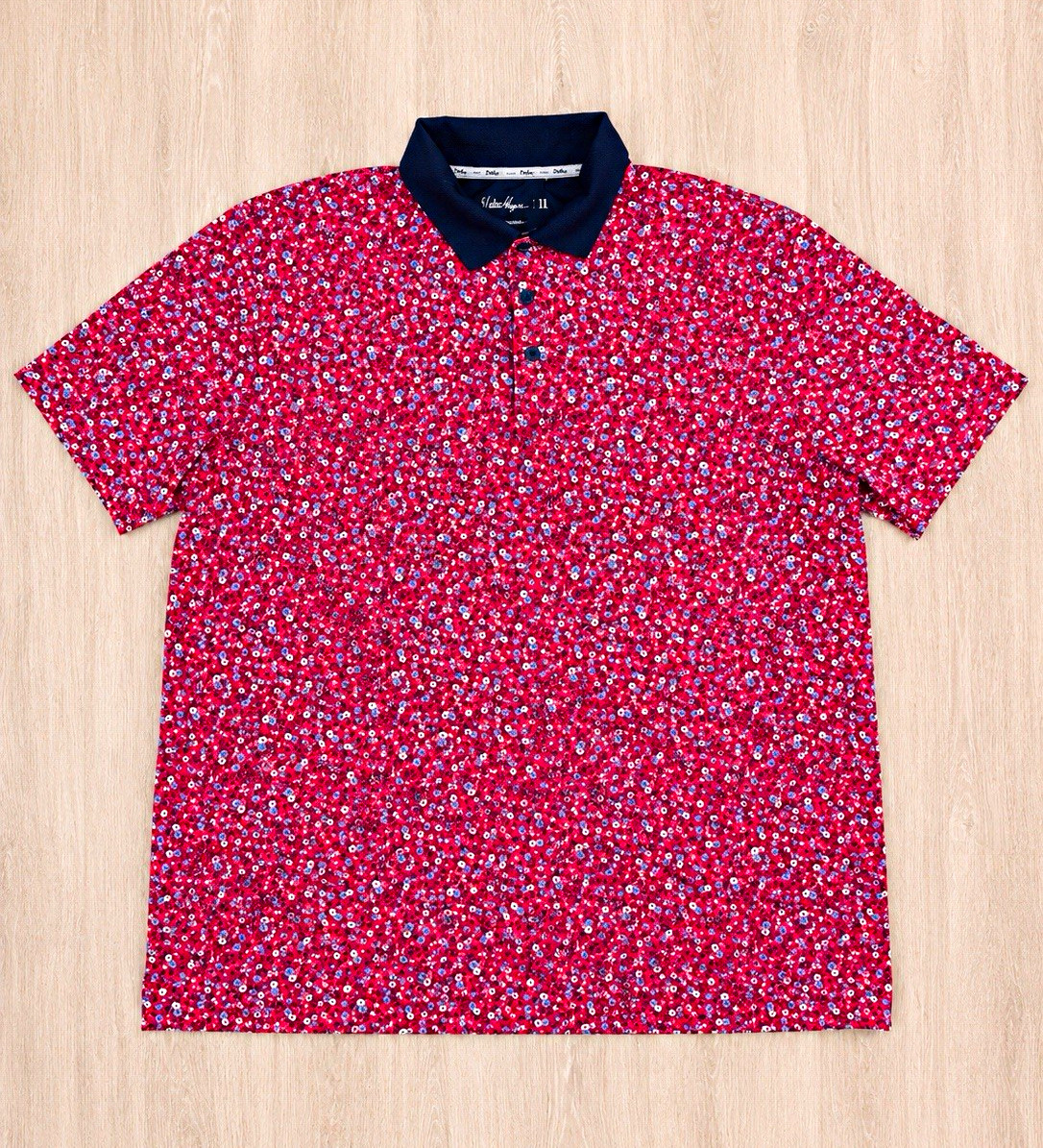 Walter Hagen 11 Golf Polo Shirt Men’s Large Red Floral Print Performance Stretch