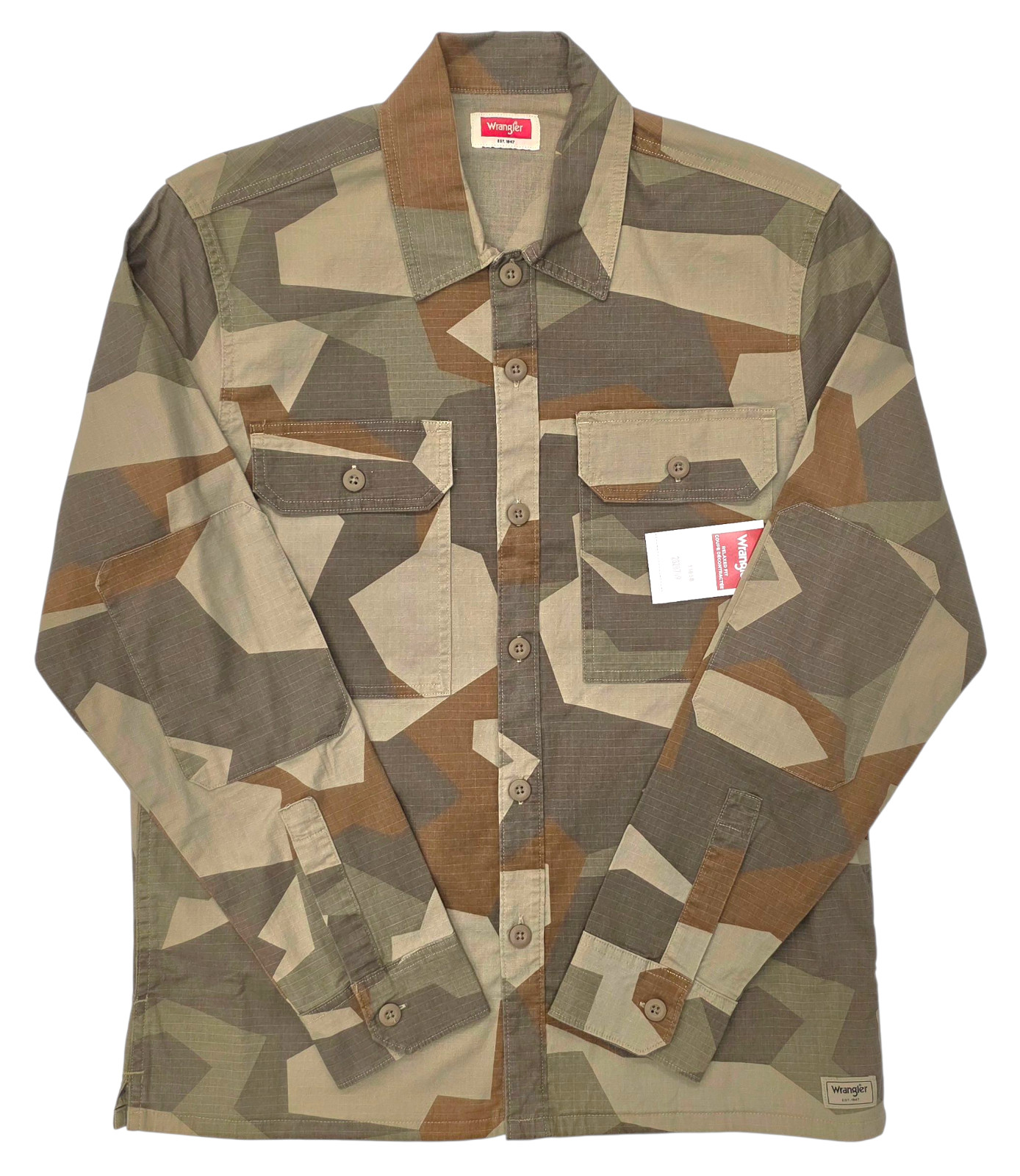 Wrangler #11868 NEW Men’s Camo Relaxed Fit Elbow Patch Side Pocket Shirt