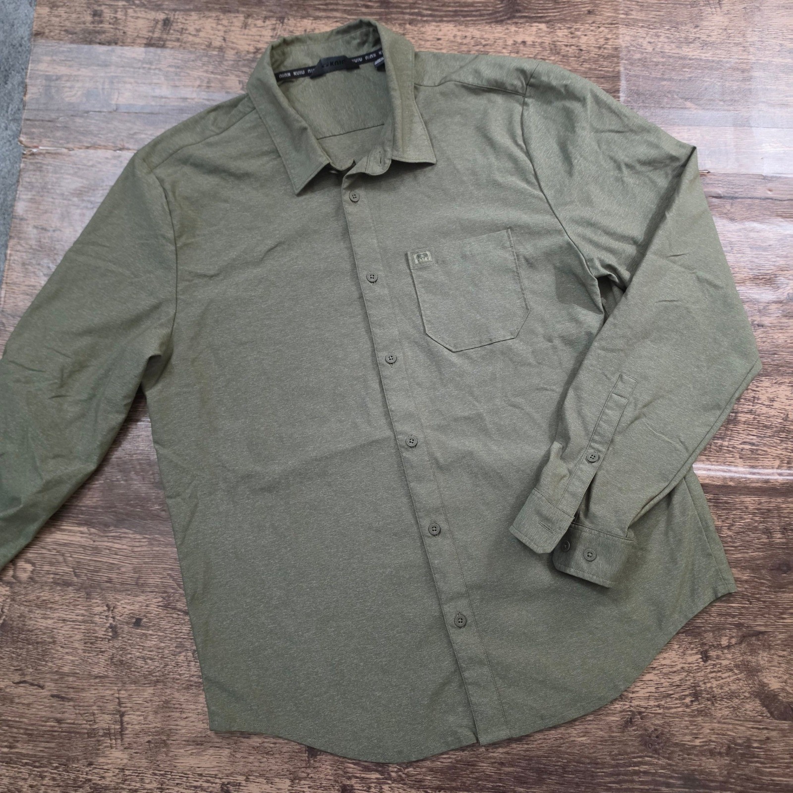KUIU Button Down Shirt Mens XL Green Heather Long Sleeve Outdoor Tech Pocket
