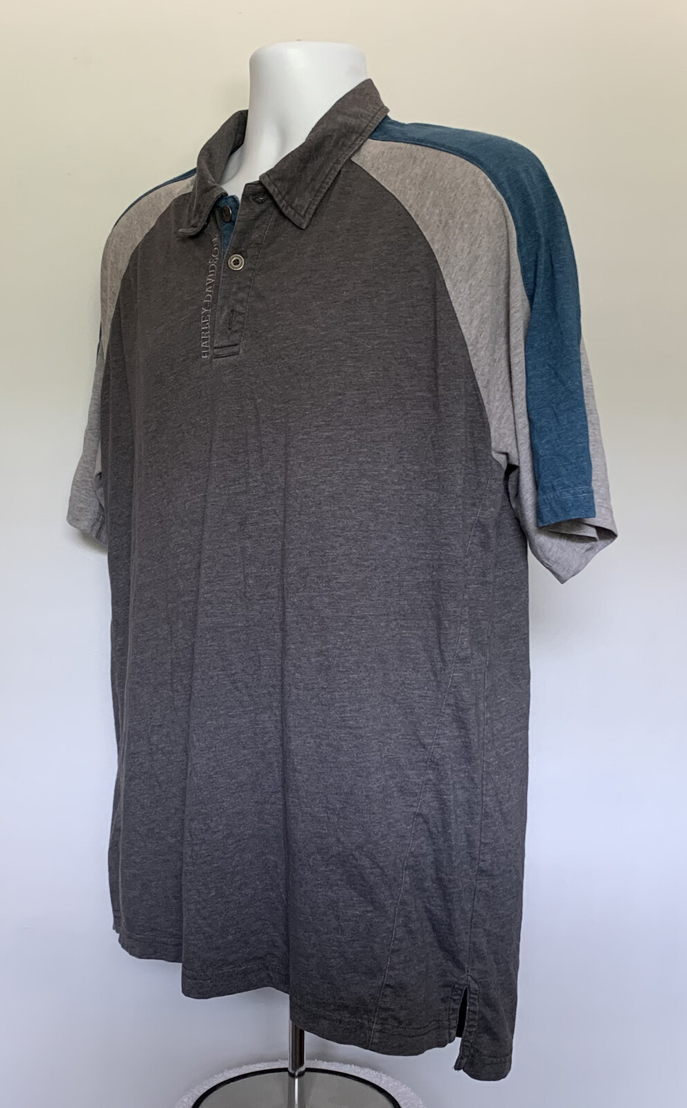 Harley Davidson Motorcycles KC MO Polo Shirt Mens XL gray Cotton Poly blend