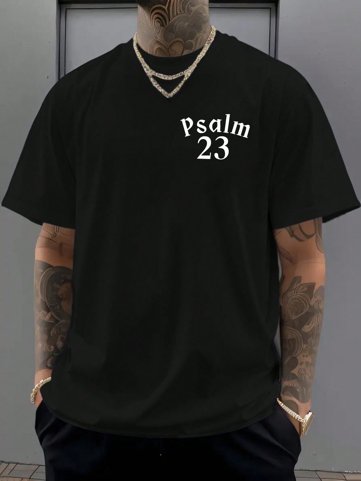 Men’S Psalm 23 Verse Print T-Shirt – Round Neck And Short Sleeves