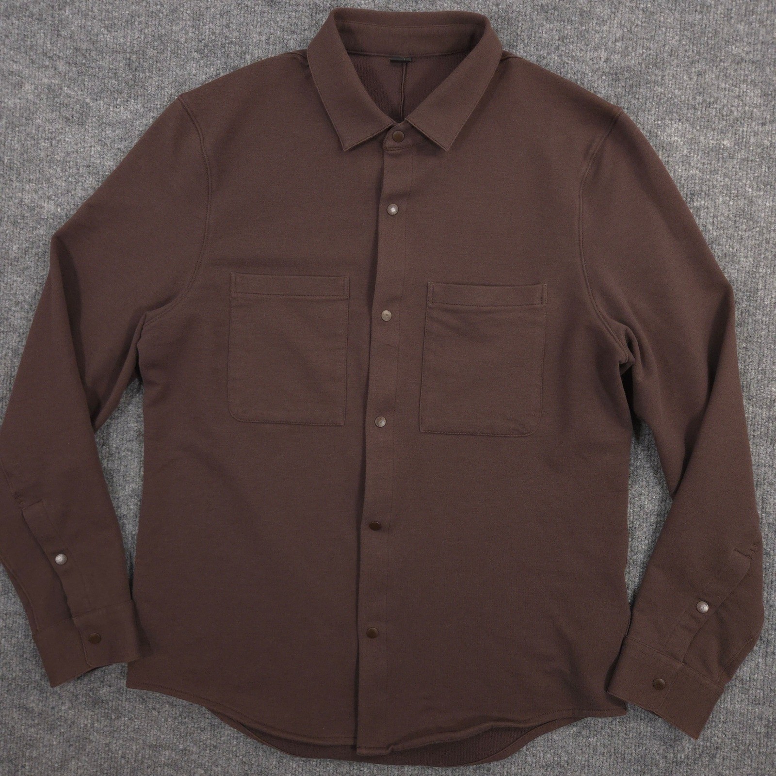 Lululemon Soft Knit Overshirt Mens Small Brown Moisture Wicking Stretch Flannel