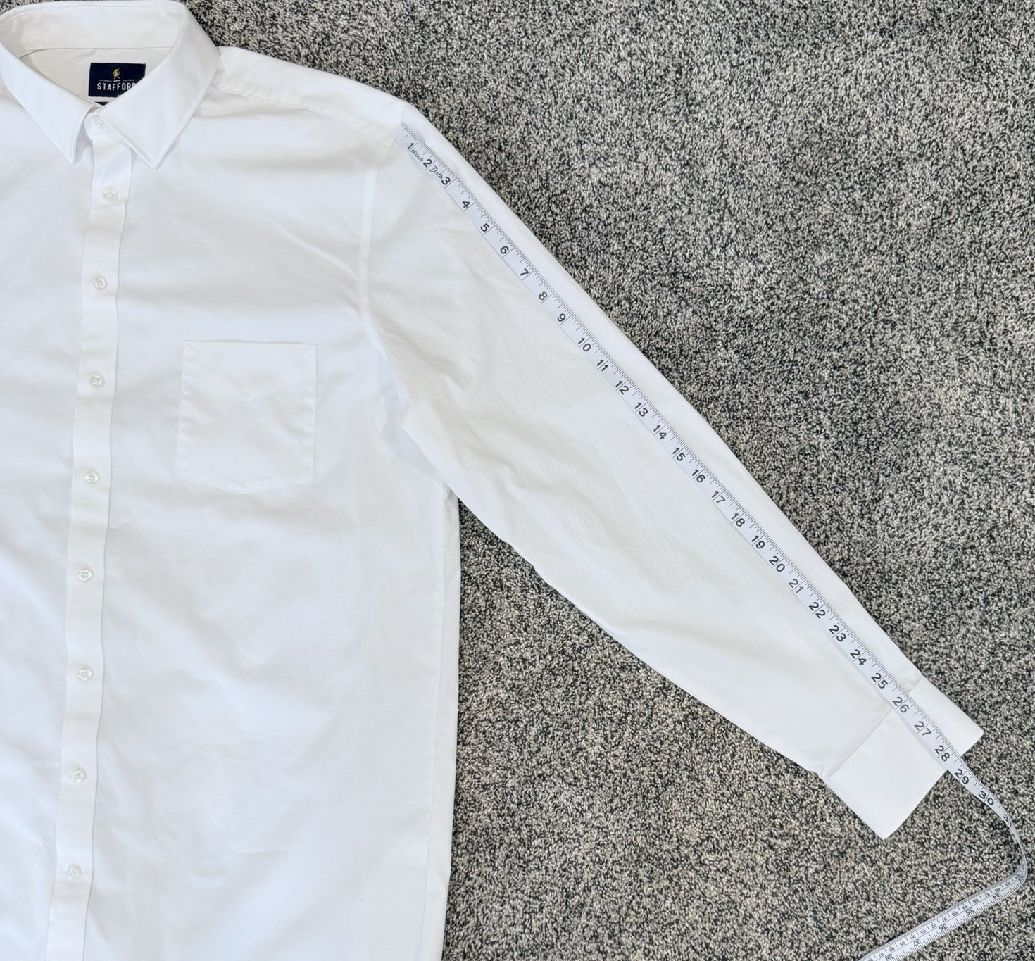 STAFFORD Sweat Repel White Cotton Poly Spandex Dress Shirt XLXT 17-17.5 38/39