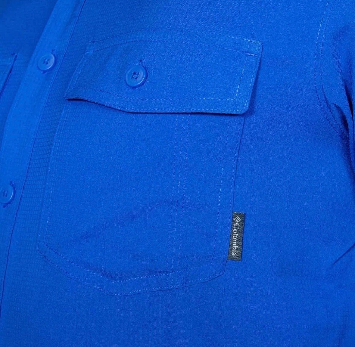 Columbia Men’s Button Down Shirt Bright Indigo Regular Fit Fishing Hiking S M