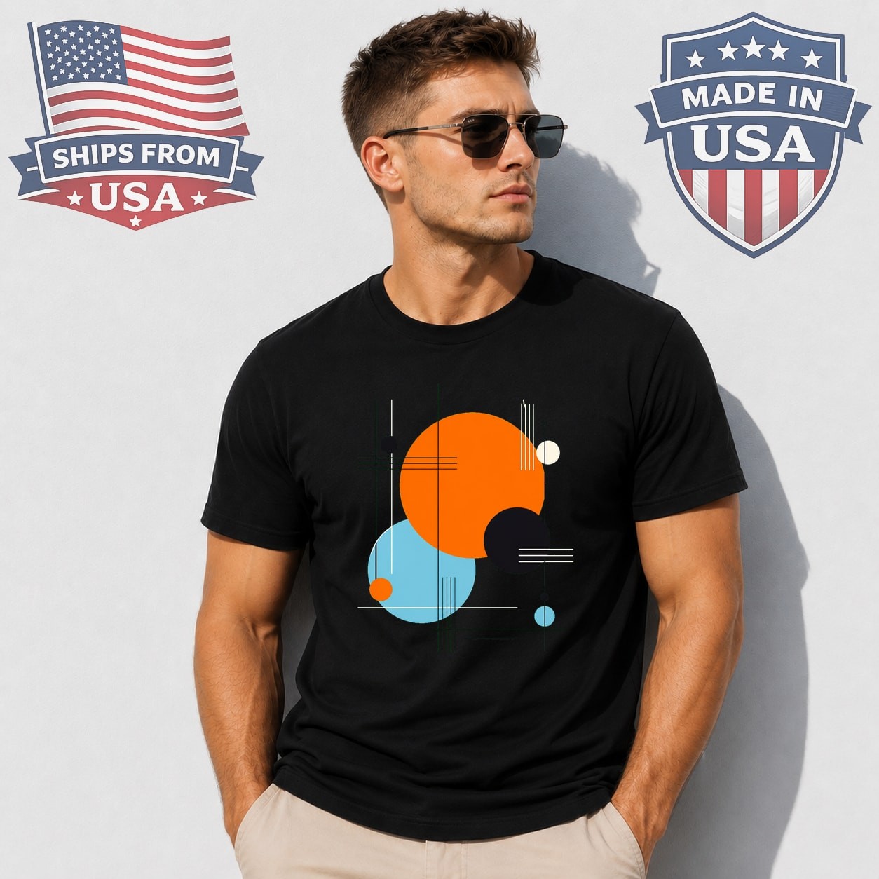 Geometric Circle Abstract Graphic T-Shirt