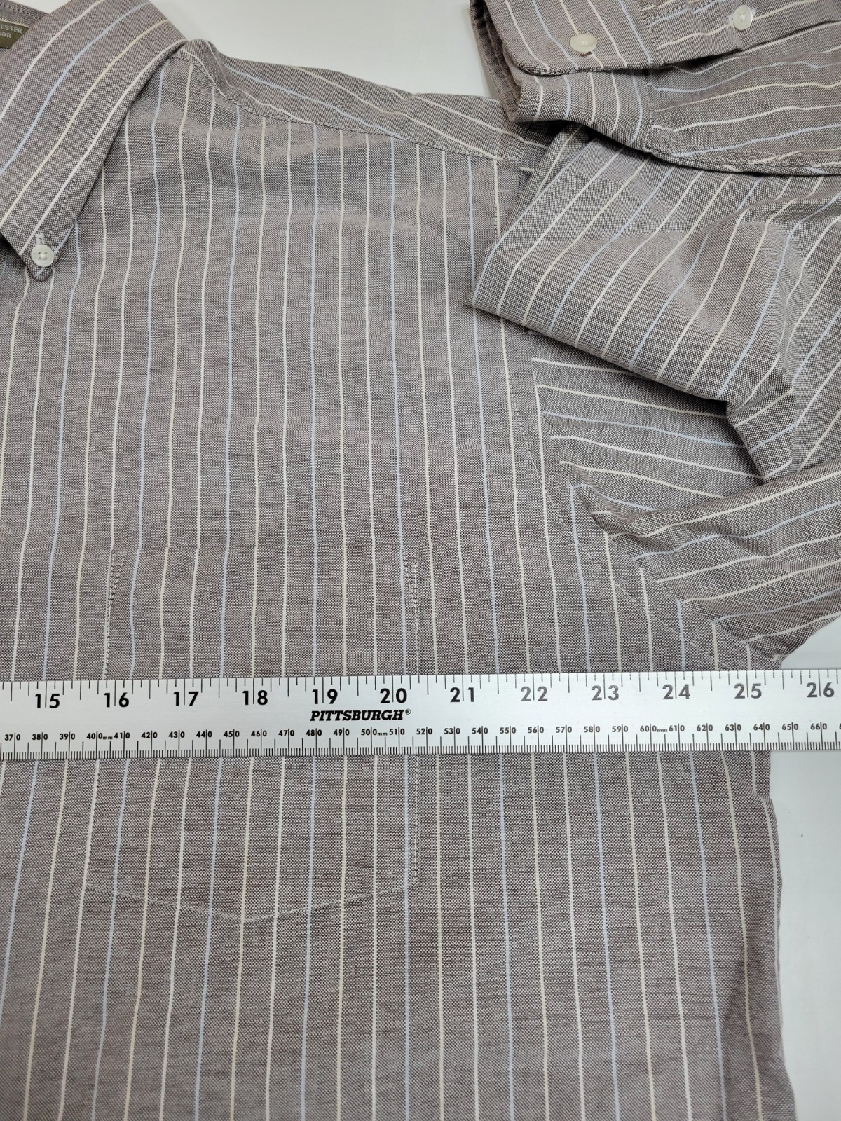 Claybrooke Wrinkle Free Button Front Shirt Men’s XL Gray White Pinstripe Cotton