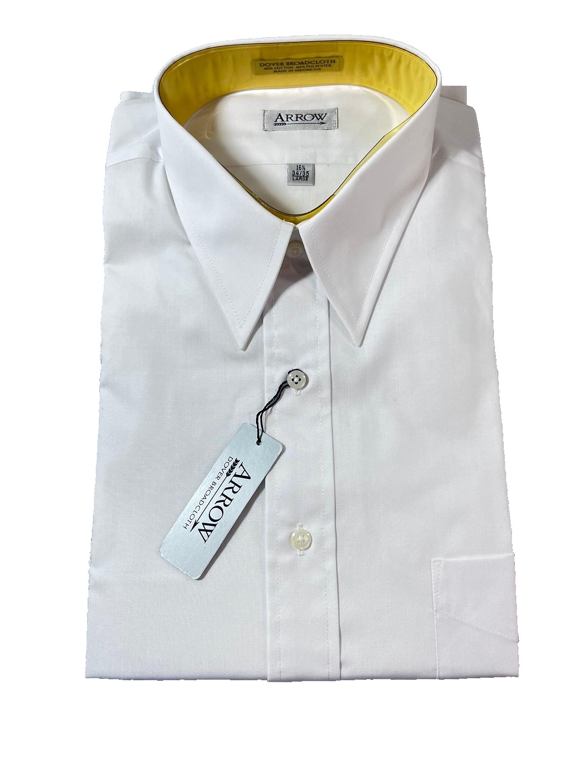 NWT Arrow Dover Broadcloth Dress Shirt Mens 16.5 34/35 White Point Collar NWT