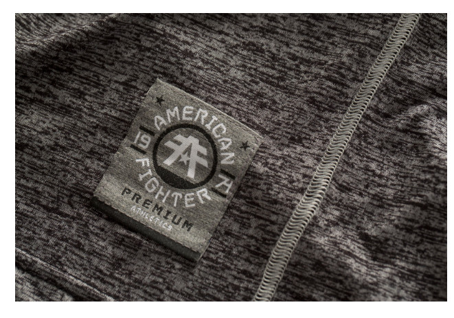 AMERICAN FIGHTER Black Heather Grey HARTWELL Athletic Graphic T-shirt NWT