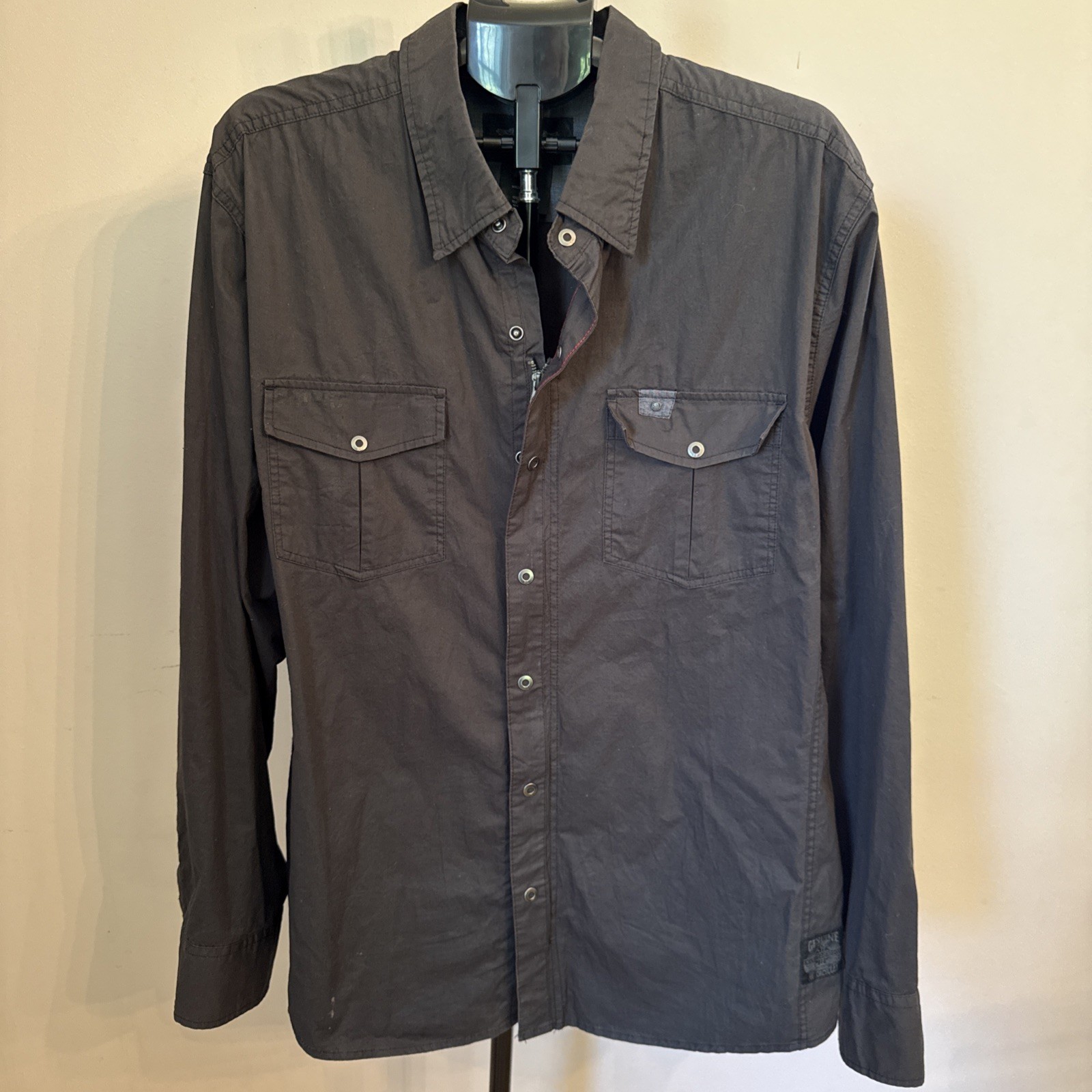 Harley-Davidson Men’s 2XL Black Utility Shirt Jacket Snap Front Cotton Shacket