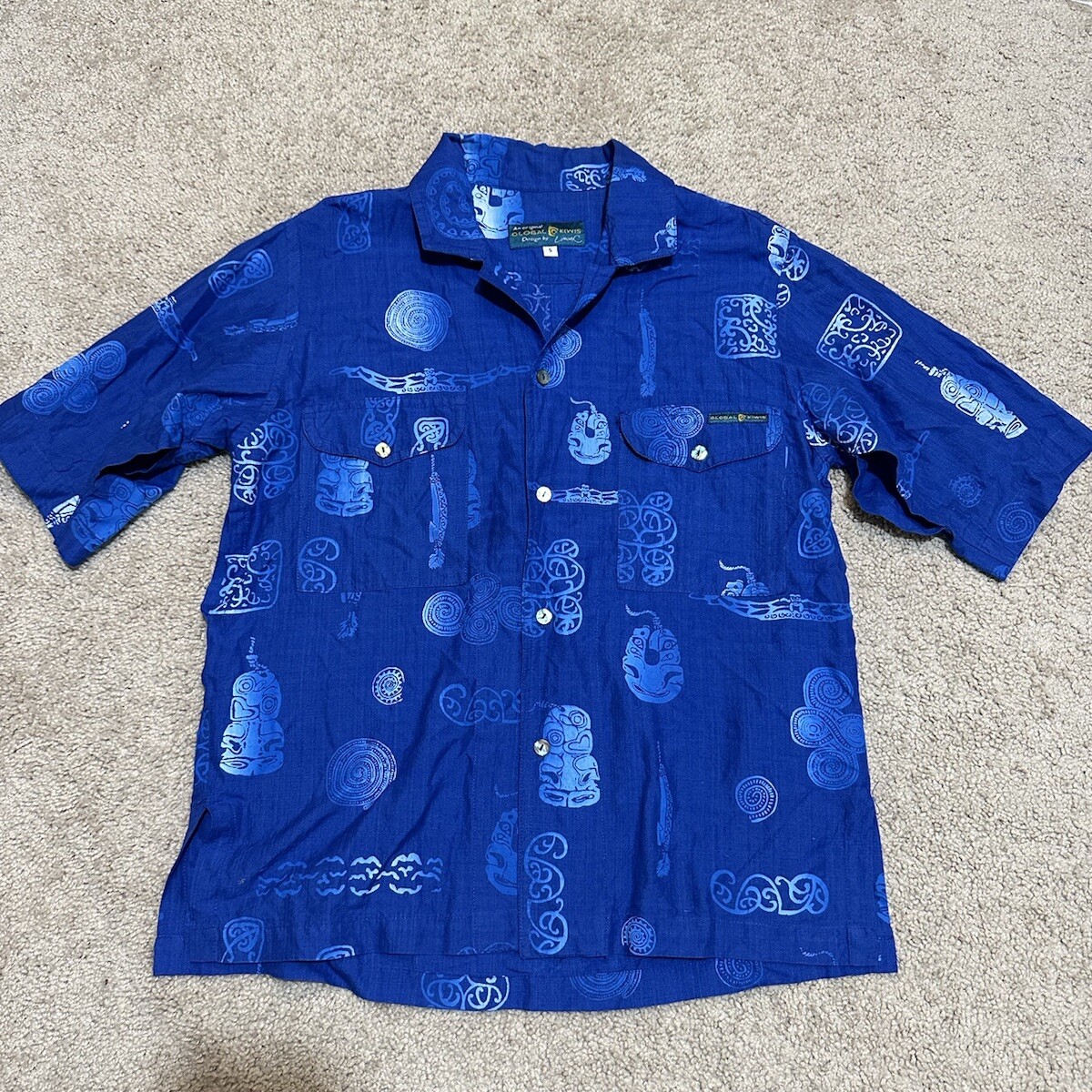 Global Kiwis mens M casual Shirt surfer beach wear Cotton Size S