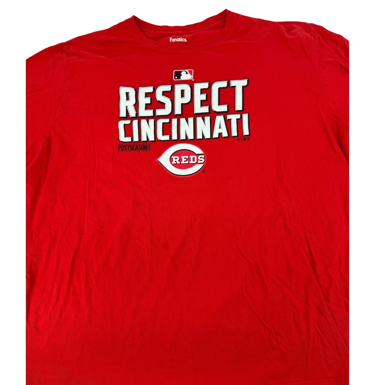 Fanatics Cincinnati Reds T Shirt Mens 3XT Red Respect Cincinnati 2020 Postseason
