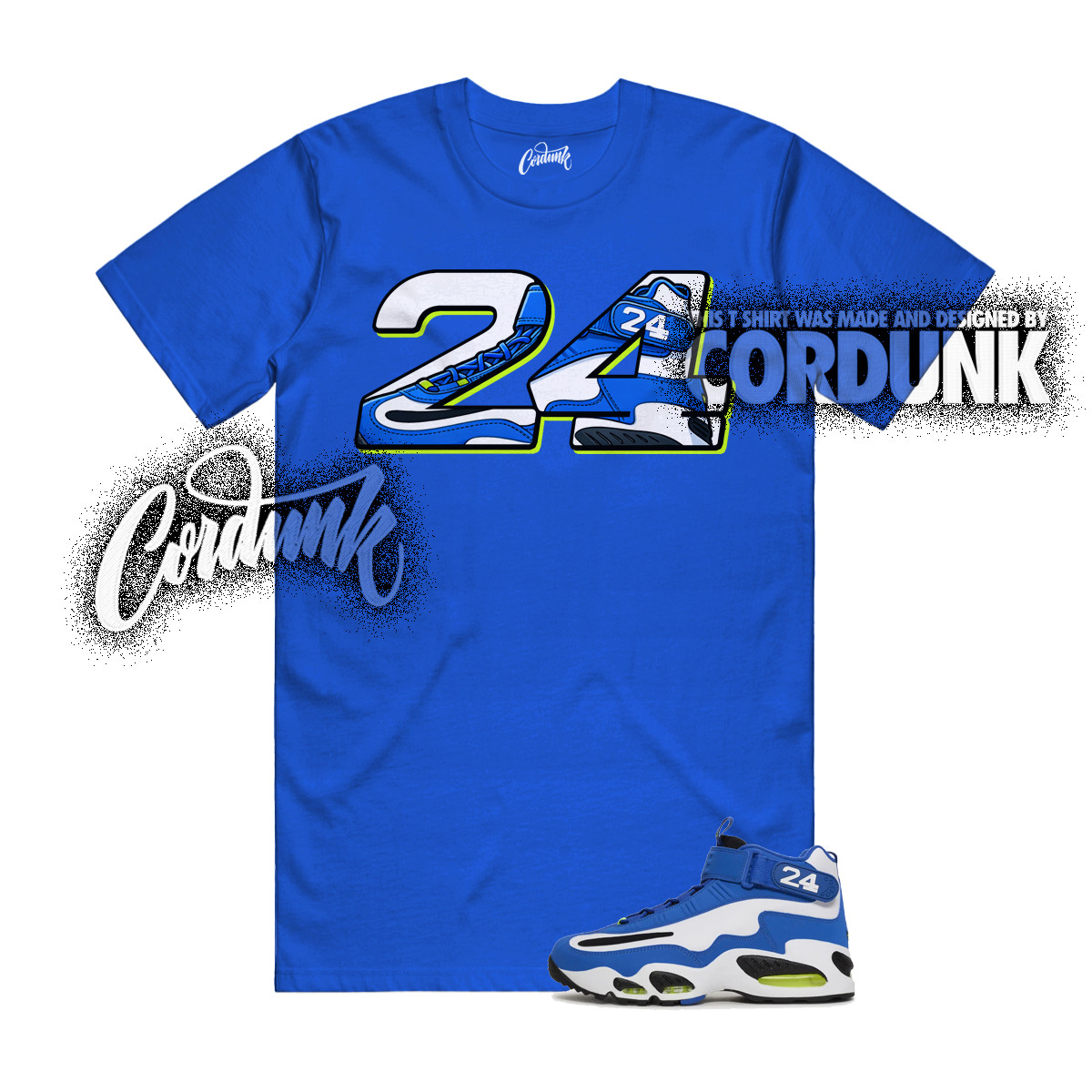 Air Griffey Max 1 Varsity Royal Blue White Volt Black T Shirt Match 24