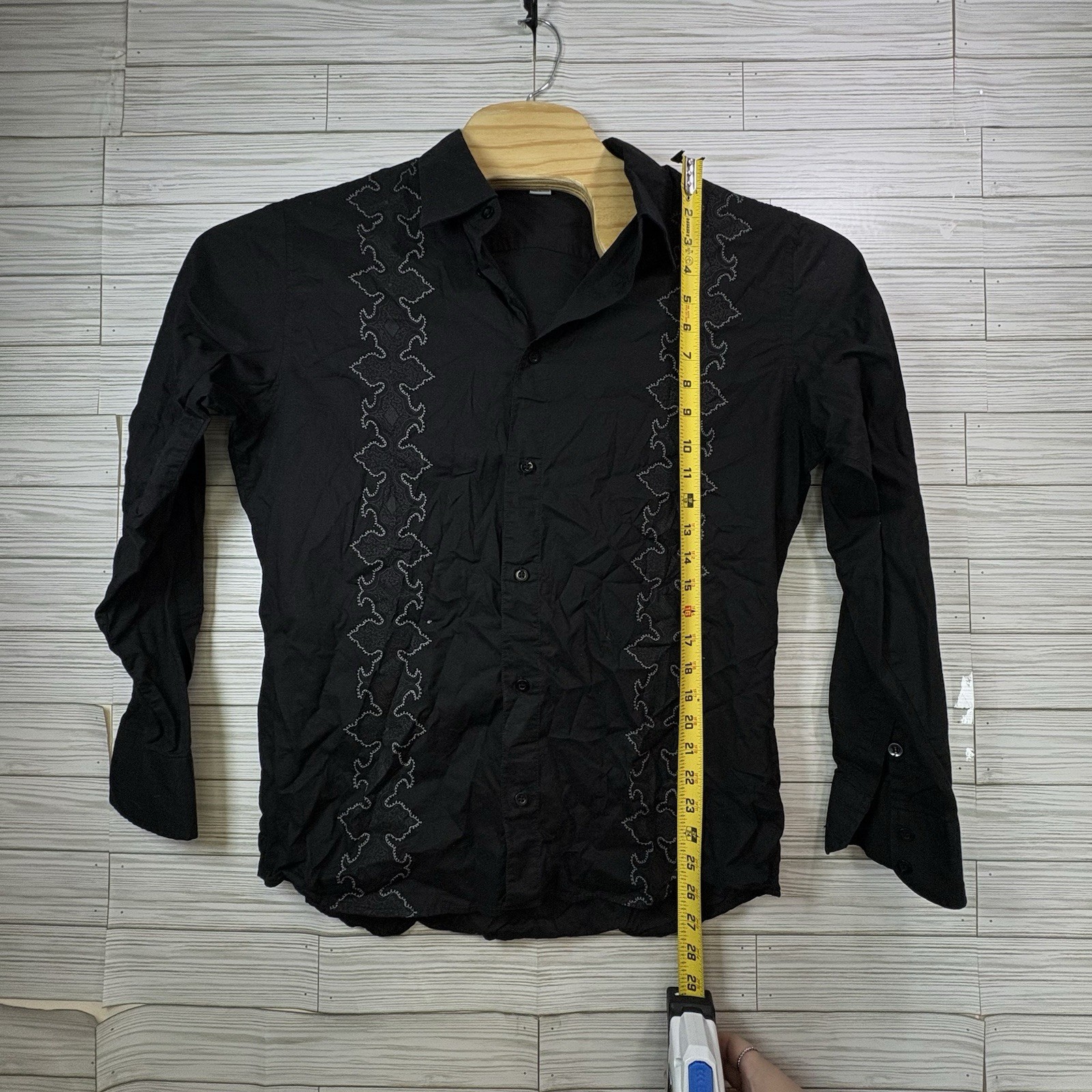 Positano Classic Men’s Medium Black Western Embroidered Button Up Sz Med