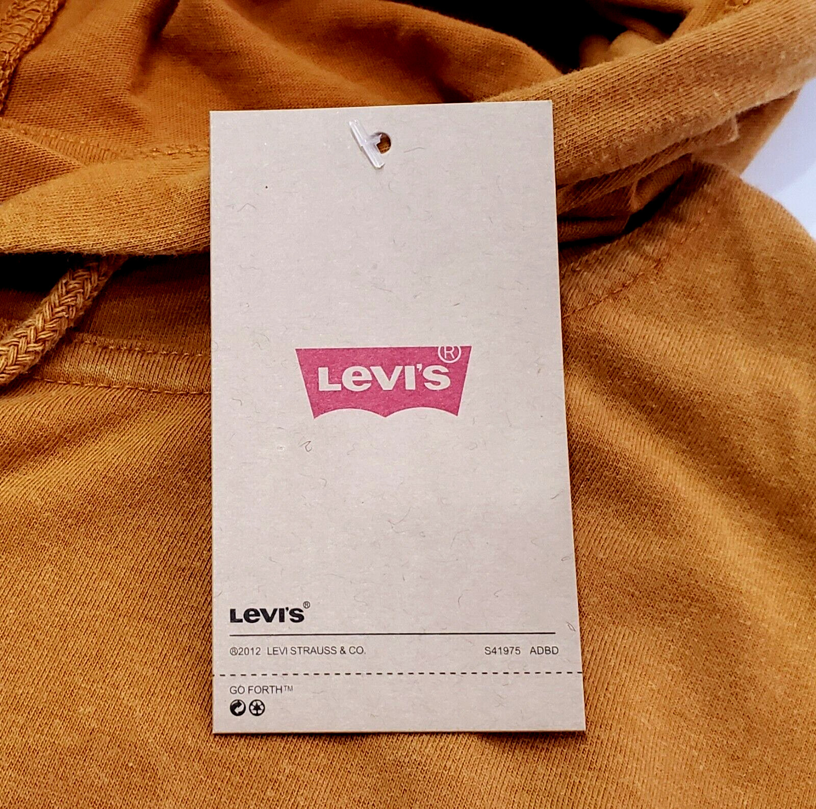 Levi’s Men’s Hoodie Shirt Large Long Sleeve Brown Pullover Sweater Big Logo New