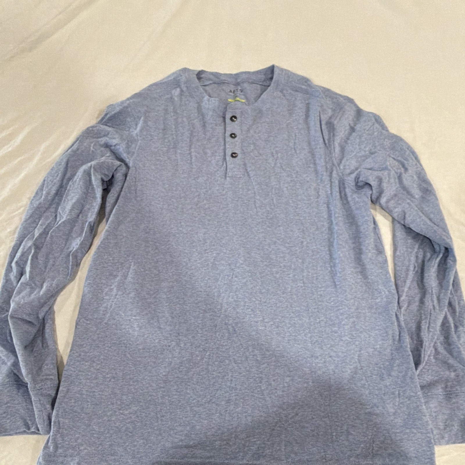 Apt. 9 Premier Flex Men’s Blue Solid Knit Cotton Blend Henley Long Sleeve M