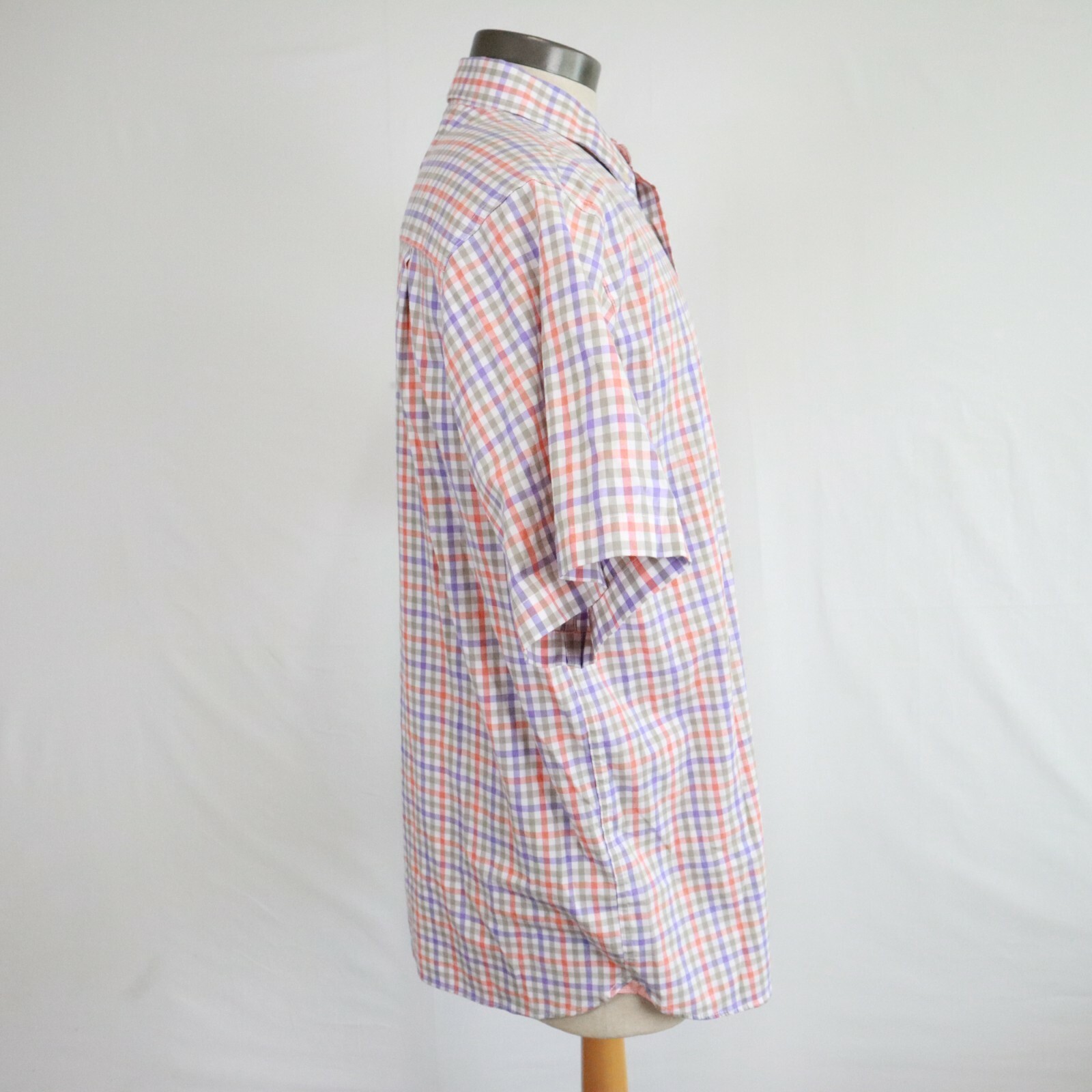 Haggar Shirt Mens Large Stretch Pocket Button Down Colorful Plaid Short Sleeve
