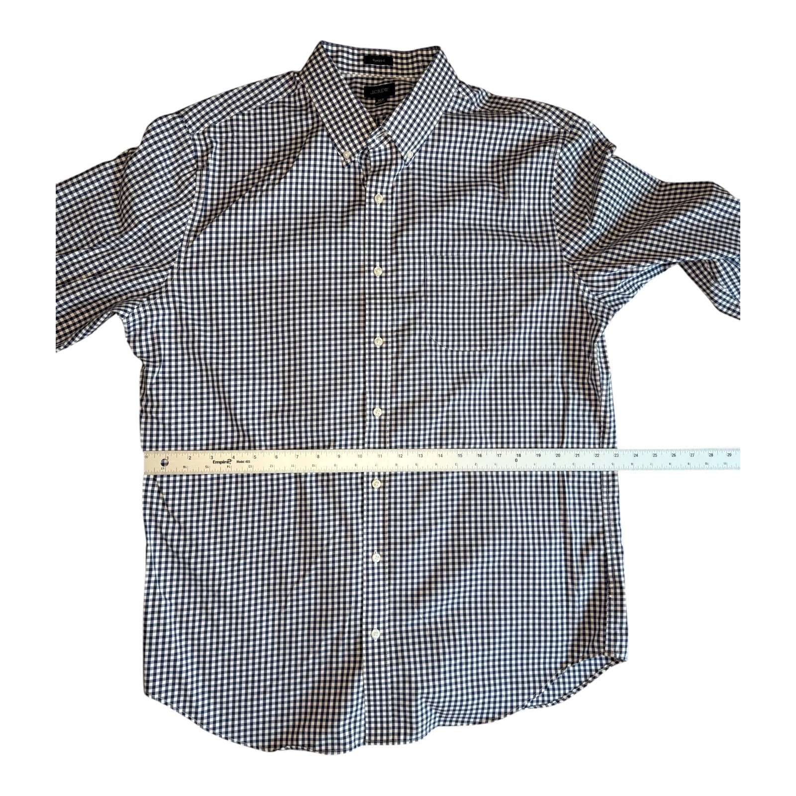 J.Crew Classic Blue White Gingham Button Down Shirt Men’s XLT Cotton