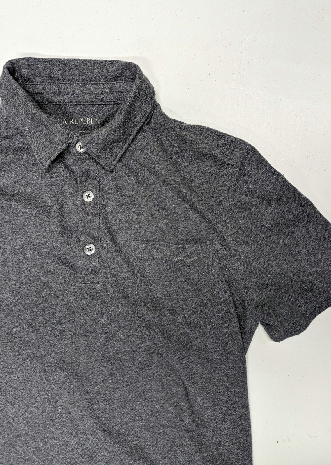 Men’s Banana Republic Polo Shirt Nep Charcoal Gray M Medium 100% Cottton