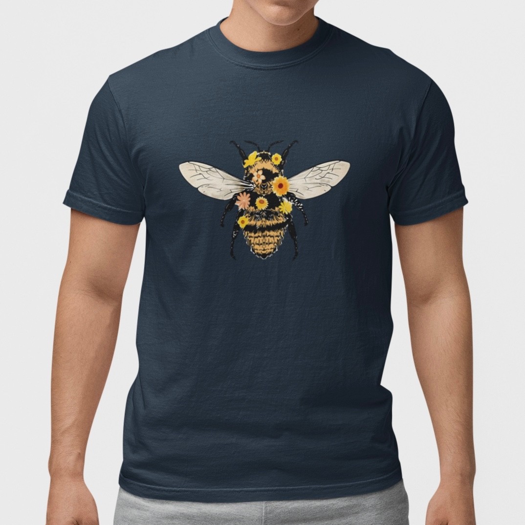 Floral Bee T Shirt Cute Bumble Bee Graphic Tee Nature Lover Gift Botanical Shirt