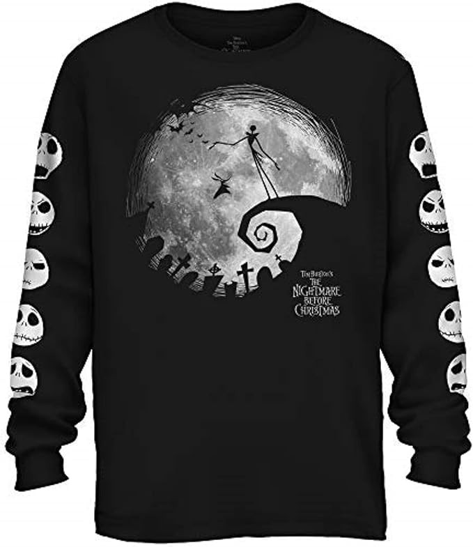Disney Nightmare Before Christmas Jack Skellington Moon Long Sleeve T-Shirt New
