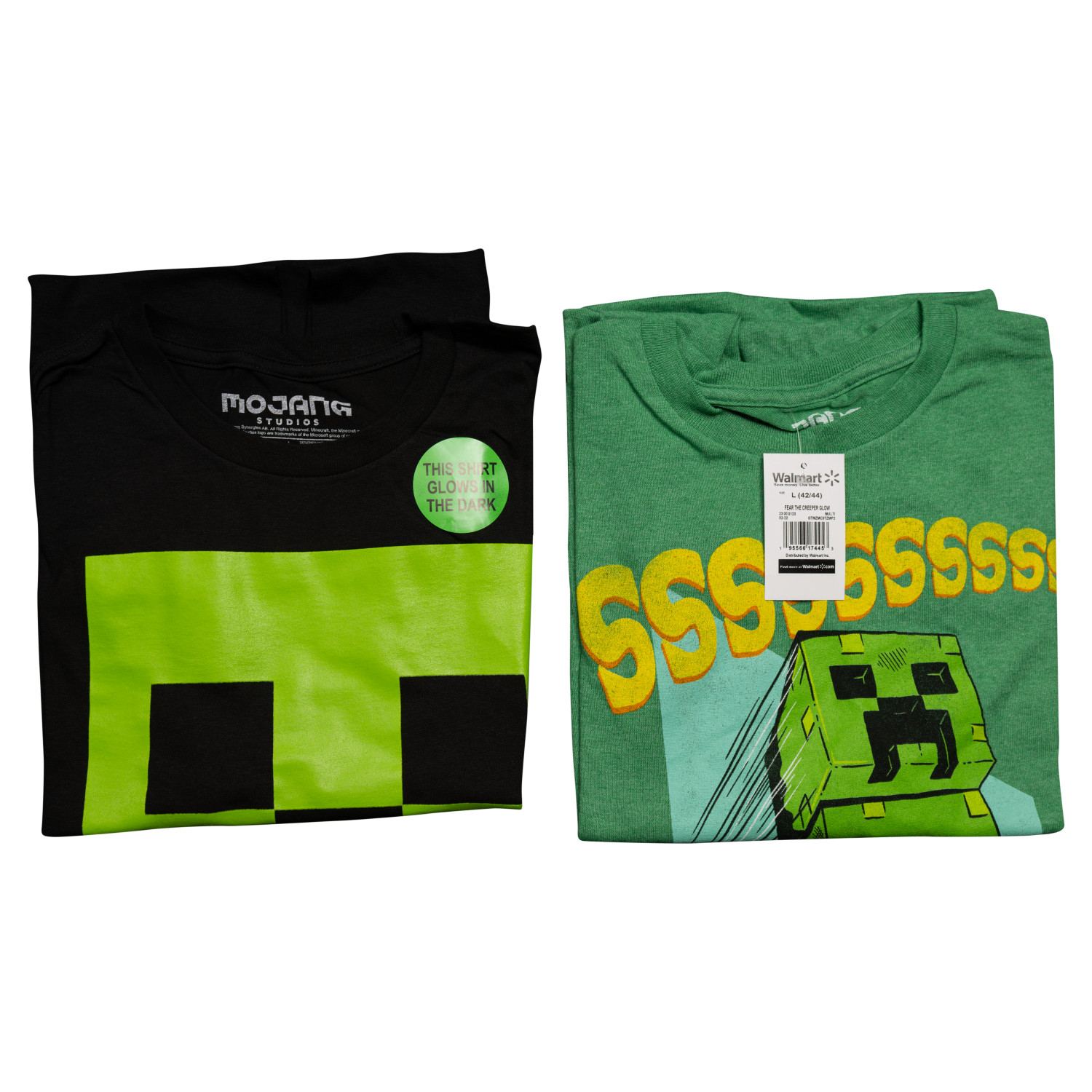Minecraft Fear The Creeper Glow in Dark 2 Piece Adult T-Shirt Set