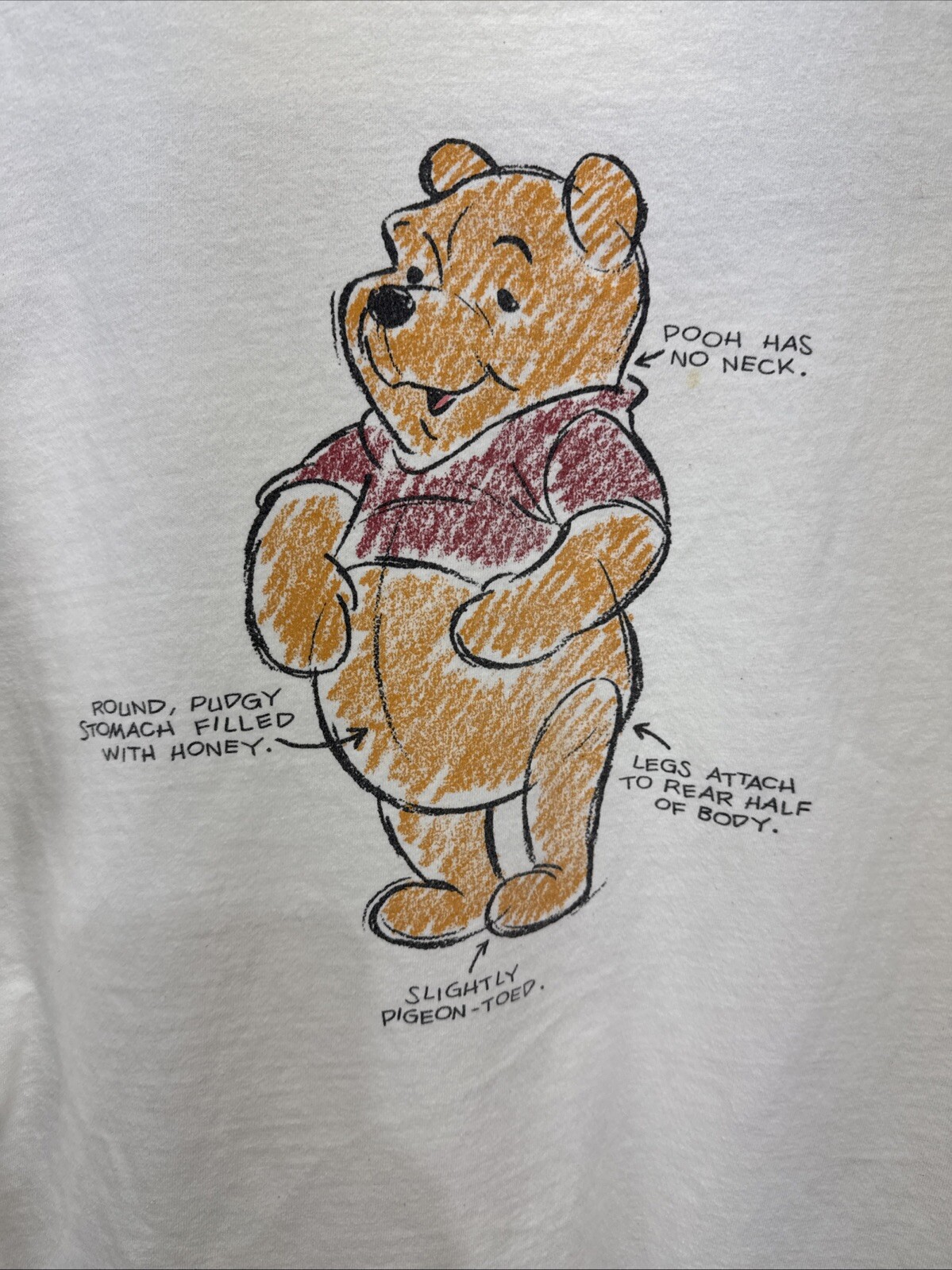 Vintage WINNIE THE POOH T Shirt Body Shame Round Pudgy Disney Store Large