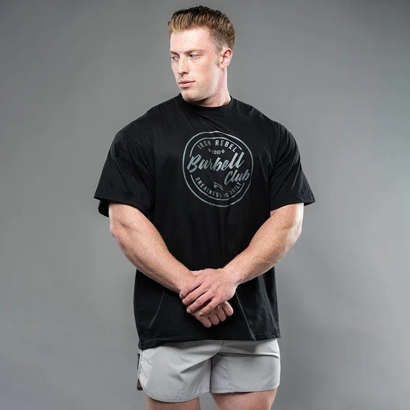 Oversized Gym T Shirt for Men’s Bodybuilding Fitness Streetwear Cotton Tee